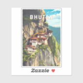 Bhutan Illustration Travel Art Vintage Sticker (Vel)