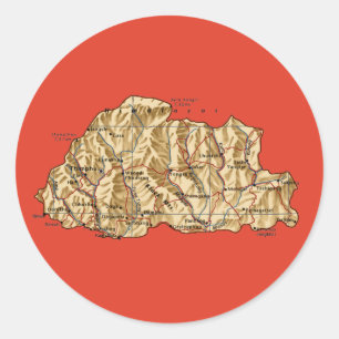 Bhutan Kaart Sticker