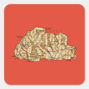 Bhutan Kaart Sticker