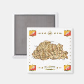Bhutan Kaart + Vlaggen Magneet (Voorkant / Achterkant)