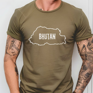 Bhutan Landkaart Shirt Bhutanese Outline T-shirt