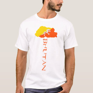 Bhutan Landkaart Vlag T-shirt