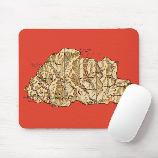 Bhutan Map Mousepad Muismat (Met muis)