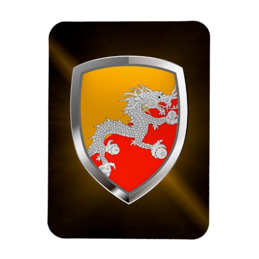 Bhutan Metallic Emblem Magneet (Verticaal)