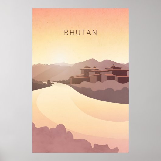 Bhutan Minmale Reisposter Poster (Voorkant)