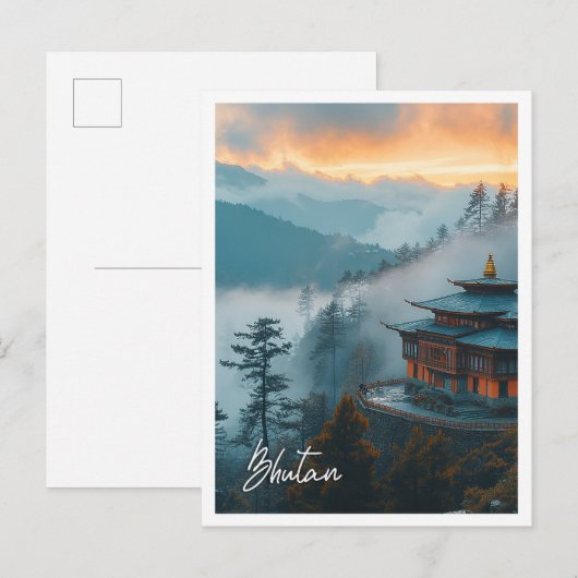 Bhutan mooie toeristische plaats briefkaart (Voorkant / Achterkant)