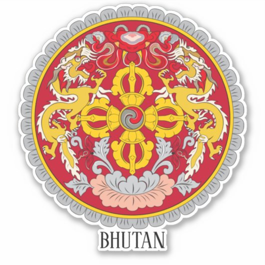 Bhutan nationaal wapenschild patriottisch sticker (Voorkant)