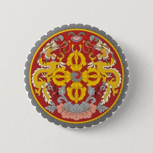 Bhutan Officieel wapenschild, heraldry-symbool Ronde Button 5,7 Cm (Voorkant)