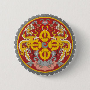 Bhutan Officieel wapenschild, heraldry-symbool Ronde Button 5,7 Cm