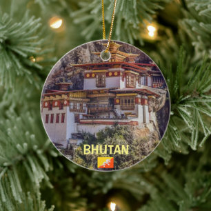 Bhutan Panoramic Kerstmis Keramisch Ornament