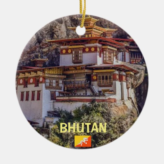 Bhutan Panoramic Kerstversiering Keramisch Ornament (Voorkant)