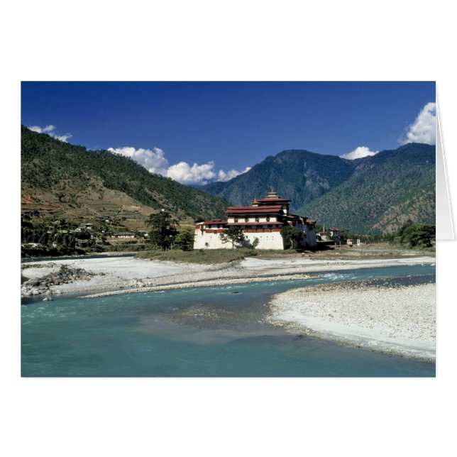 Bhutan, Punaka. De Mo Chhu rivier stroomt langs (Voorkant Horizontaal)