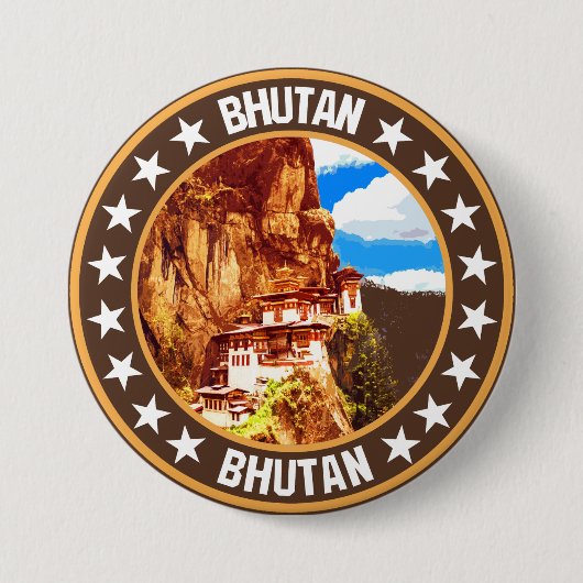 Bhutan Ronde Button 7,6 Cm (Voorkant)