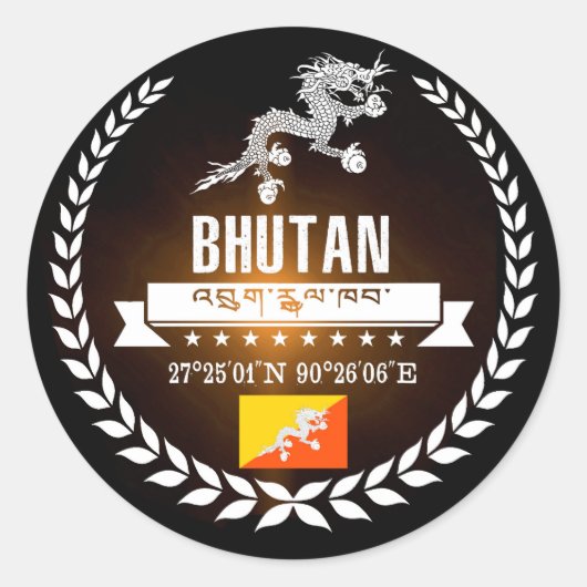 Bhutan Ronde Sticker (Voorkant)