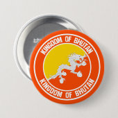 Bhutan Round Emblem Ronde Button 7,6 Cm (Voorkant /achterkant)
