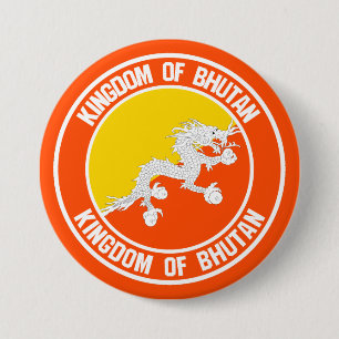 Bhutan Round Emblem Ronde Button 7,6 Cm