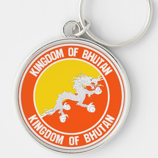 Bhutan Round Emblem Sleutelhanger (Voorkant)