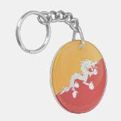 Bhutan Round Icon Flag Sleutelhanger (Voorkant Links)
