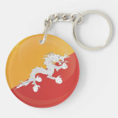 Bhutan Round Icon Flag Sleutelhanger (Achterkant)