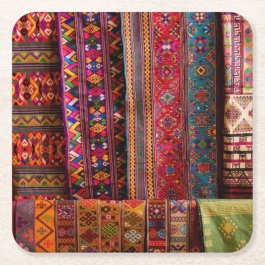 Bhutan stoffen te koop kartonnen onderzetters (Voorkant)