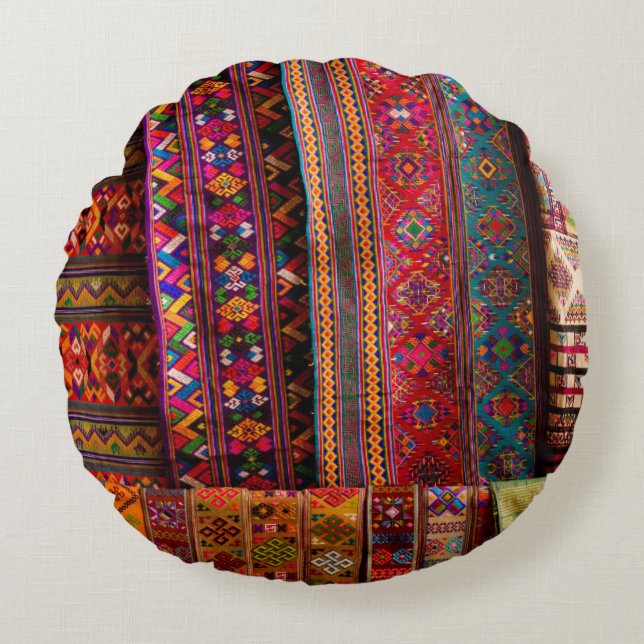 Bhutan stoffen te koop rond kussen (Voorkant)