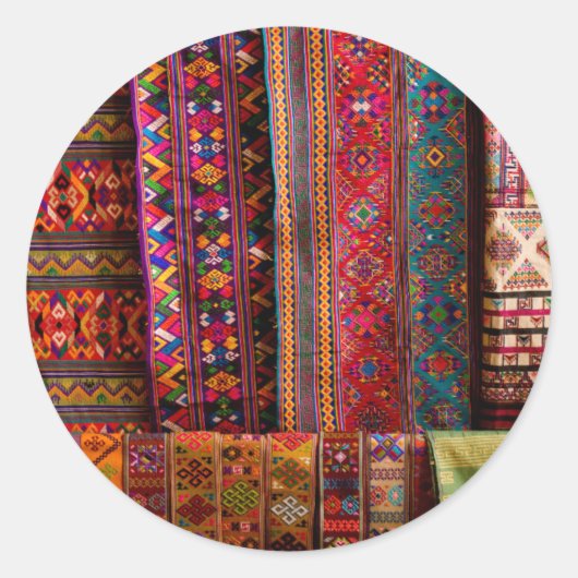 Bhutan stoffen te koop ronde sticker (Voorkant)