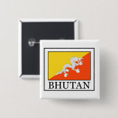 Bhutan Vierkante Button 5,1 Cm (Voorkant /achterkant)