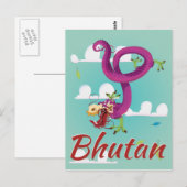 Bhutan vintage reisposter briefkaart (Voorkant / Achterkant)