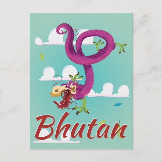 Bhutan vintage reisposter briefkaart (Voorkant)