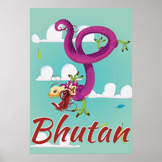 Bhutan vintage reisposter poster (Voorkant)