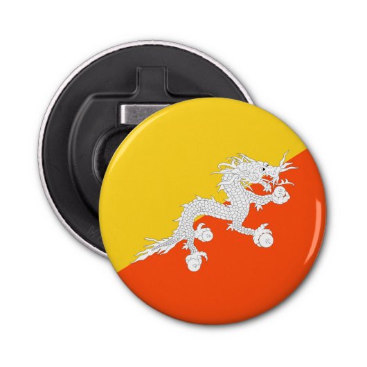 Bhutan vlag button flesopener (Voorkant)