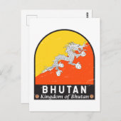 Bhutan Vlag Embleem Verstoorde Vintage Briefkaart (Voorkant / Achterkant)