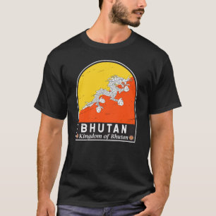 Bhutan Vlag Embleem Verstoorde Vintage T-shirt