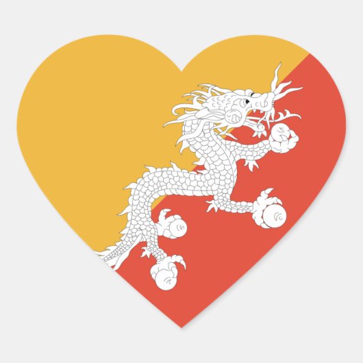 Bhutan Vlag Hart Sticker (Voorkant)