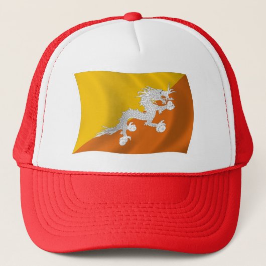 Bhutan Vlag Hoed Trucker Pet (Voorkant)