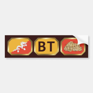 Bhutan Vlag Kaart Code Bumpersticker