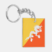 Bhutan vlag met Thunder Dragon Sleutelhanger (Voorkant Links)