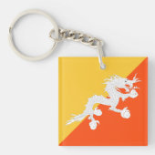 Bhutan vlag met Thunder Dragon Sleutelhanger (Voorkant)