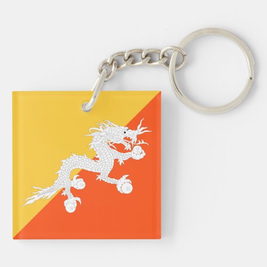 Bhutan vlag met Thunder Dragon Sleutelhanger (Achterkant)