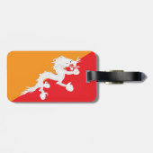 Bhutan vlag ontwerp met witte draak bagagelabel (Achterkant horizontaal)