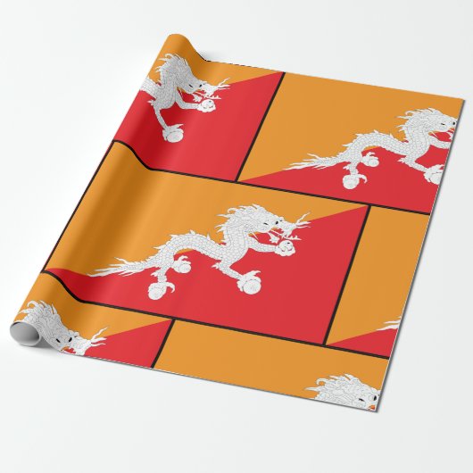 Bhutan vlag ontwerp met witte draak cadeaupapier (Uitgerold)