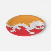 Bhutan vlag ontwerp met witte draak papieren bordje (Gekanteld)