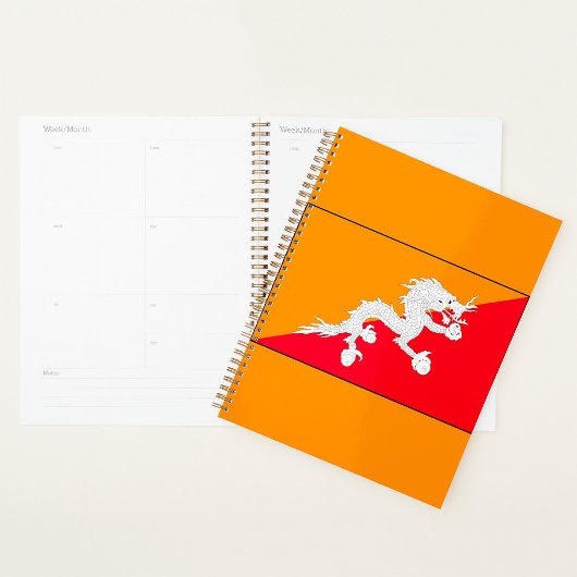 Bhutan vlag ontwerp met witte draak planner
