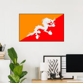 Bhutan vlag ontwerp met witte draak poster