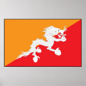 Bhutan vlag ontwerp met witte draak poster (Voorkant)
