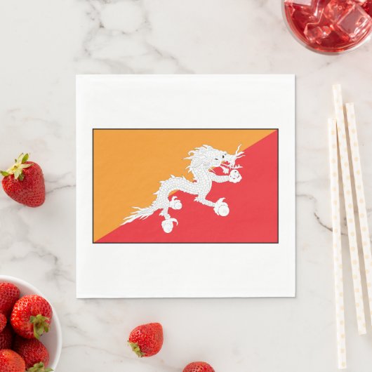 Bhutan vlag ontwerp met witte draak servet (Insitu)