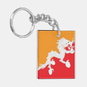Bhutan vlag ontwerp met witte draak sleutelhanger (Voorkant Links)