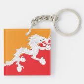 Bhutan vlag ontwerp met witte draak sleutelhanger (Achterkant)