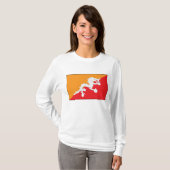 Bhutan vlag ontwerp met witte draak t-shirt (Voorkant volledig)