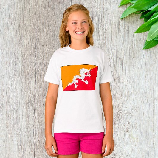 Bhutan vlag ontwerp met witte draak t-shirt